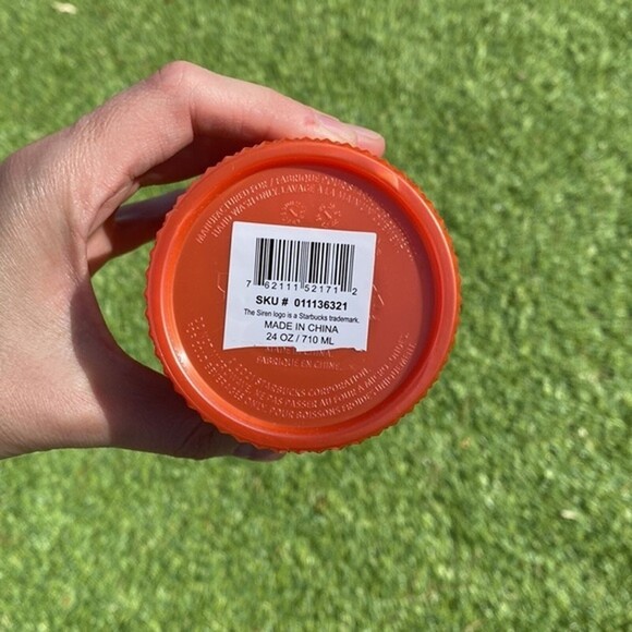 NEW Starbucks 24oz Venti Studded Orange Bling Cup Tumbler Cold Drink - Picture 4 of 4